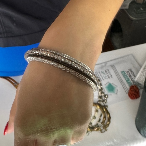 Silver and Black Rhinestone Bangles - Picture 3 of 3